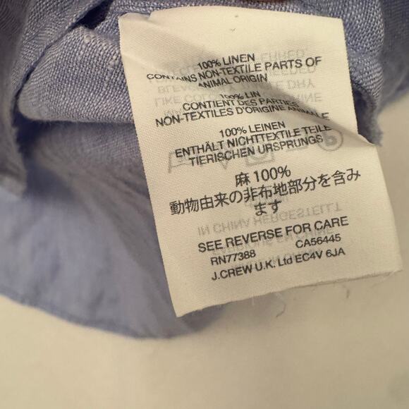 J. Crew Baird McNutt Irish Linen Light Blue Short Sleeve Blouse Size 10 - Picture 6 of 14